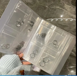 Handheld PVC transparent jewelry organizer book for earrings and rings storage