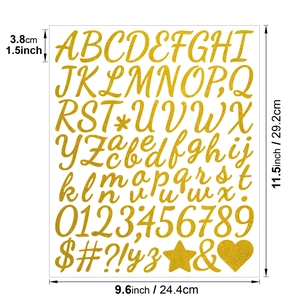 Self-adhesive 1.5 inch gold glitter alphabet and number stickers for graduation cap DIY