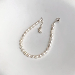 Baroque irregular freshwater pearl bracelet with 925 sterling silver adjustable clasp