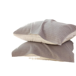 Pair of gray waffle texture cotton pillow towels with breathable dual-layer design