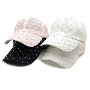 Women Baseball Cap Lace Mesh Floral Embroidery Rhinestone Sun Protection Breathable Outdoor Fashion Elegant Adjustable