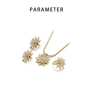 Detailed size specifications for pearl daisy pendant necklace and earring jewelry set