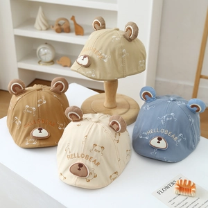 Cappellino Da Baseball Per Neonati In Cotone Cappello Da Sole Con Orecchie Di Orso 3D E Ricamo Simpatico Stile Cartone Animato