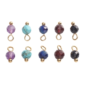 Set of 10 colorful 4mm cat eye stone pendants with gold metal rings for DIY jewelry making