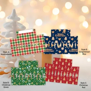Christmas bouquet flower wrapping paper set with plaid and festive holiday patterns