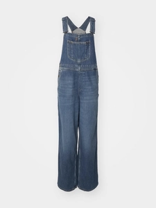 Classic blue denim overalls for women featuring adjustable straps and front pocket