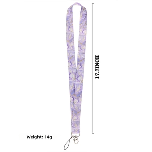 Purple marble pattern lanyard with silver metal swivel hook, 17.7 inch length, 14g weight