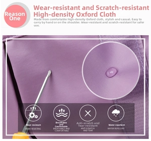 Detail of purple high-density oxford fabric with waterproof and scratch-resistant texture