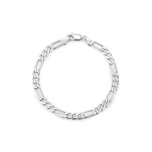 Minimalist S925 sterling silver Figaro link bracelet for women with secure spring clasp