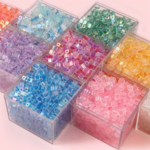 Iridescent Cube Glass Beads Dye Core Square Seed Spacer Beads For DIY Jewelry Making Bracelet Necklace Handcraft