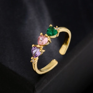 18K Gold Plated Copper Adjustable Open Ring For Women Micro Inlaid Zircon Artificial Pearl Shell Geometric Niche Design Jewelry