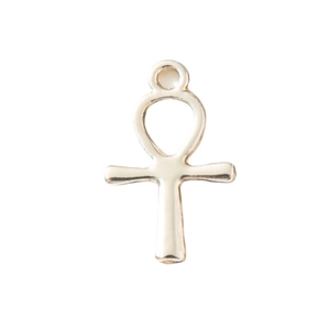 Polished silver Ankh cross pendant made of durable alloy for DIY jewelry making