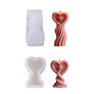 DIY 3D hartvormige siliconen mallen voor het maken van gedraaide hartgeurkaarsen set