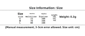 Size chart for women's two-piece suit with waist, hip, and length measurements in cm