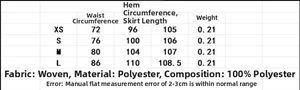 Detailed size chart for woven side-tie top set including waist and hip measurements