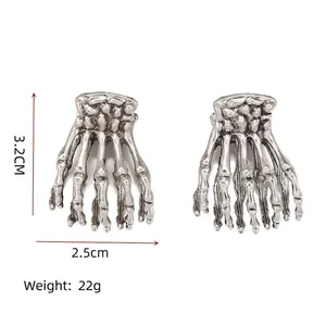 Gothic silver skeletal hand claw hair clips for women with measurements 3.2cm by 2.5cm