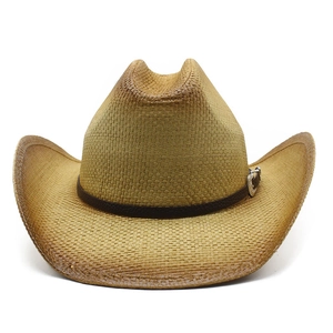 Chapeau de cowboy classique en paille marron clair avec bande décorative et boucle