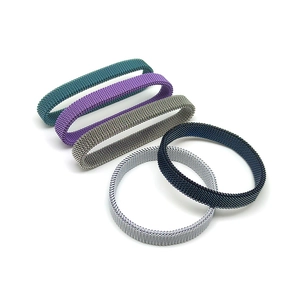 Elastic stainless steel mesh bracelets in silver, black, gold and colorful plating