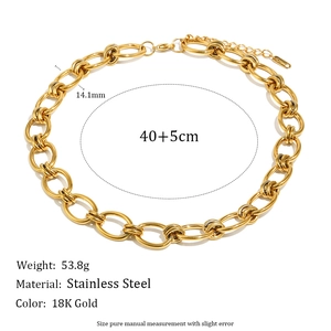 Macro shot showing 14.1mm width and 18K gold plated stainless steel chain details