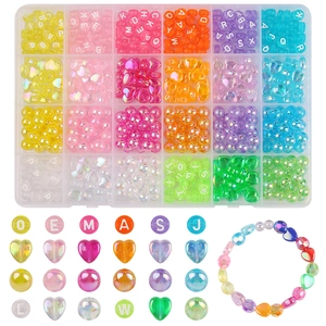 Perline Creazione Gioielli Fai Da Te Acrilico Cuore Lettera Alfabeto Tondo Perline Colorate Per Collana Bracciale Catena Telefono