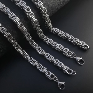 Polished silver titanium steel emperor chain necklaces with lobster clasp for men