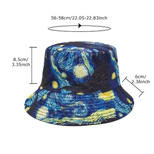 Wendbarer Van Gogh Sternennacht Fischerhut mit Sonnenschutz für Outdoor-Aktivitäten