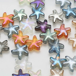 Starfish Shape Iridescent Glass Crystal Beads For Jewelry Making DIY Bracelet Necklace Handcrafted Electroplated Marine Style Charms