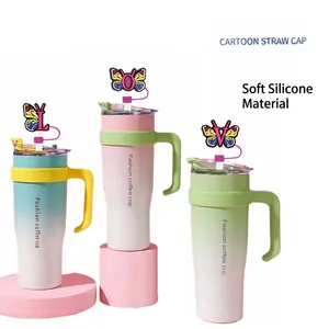 Creative alphabet butterfly silicone straw covers for 10mm cups in vibrant colors