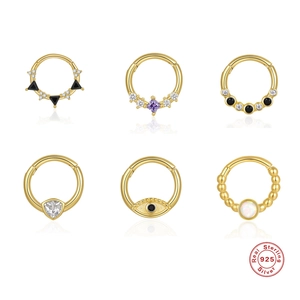 Geometric Triangle Cartilage Earring Nose Ring With 925 Sterling Silver And 5A Zircon Piercing Jewelry For Women