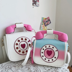 Creative Retro Telephone Shape Crossbody Bag PU Leather Rotary Dial Handbag For Women Sweet Chic Novelty Shoulder Bag