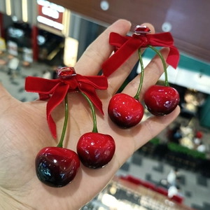 Pince À Cheveux Nœud En Velours Rouge Cerise Simulée Et Strass Carré Accessoires De Cheveux Rétro Pour Femmes
