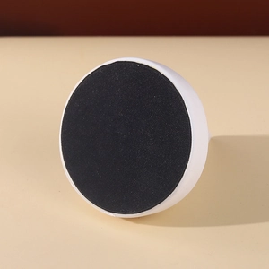 Minimalist white round resin bracelet display stand base with black anti-slip bottom pad