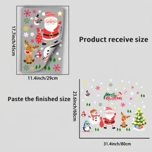 Size details for Christmas window decals showing dimensions of Santa and Reindeer motifs
