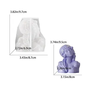 Detailed Czech Girl silicone mold for candle making showing precise dimensions and violet cast