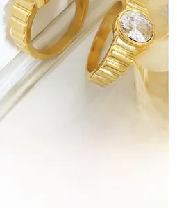 Close-up of gold double-layer necklace with vertical stripes and zircon gemstone