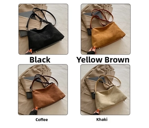 Comparaison détaillée de sacs à bandoulière en suède mat vintage en quatre couleurs d'automne