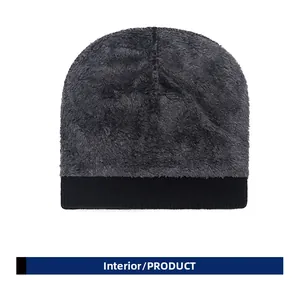 Close-up of the thick fleece lining in a winter knit beanie for maximum warmth