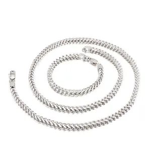 Franco Chain Necklace Stainless Steel Titanium Wheat Link Hip Hop Streetwear Men Jewelry Gold Silver Color High Polish
