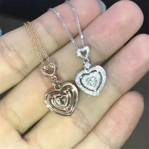Elegante herzförmige Halskette mit doppellagigem Zirkonia in Roségold und Silber für Damen