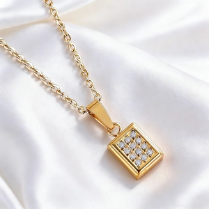 Stainless Steel Geometric Pendant Necklace 18K Gold Plated With Zircon Light Luxury Versatile Jewelry For Women