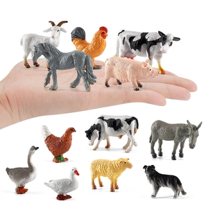 Set di 11 mini figurine realistiche di animali da fattoria per bambini