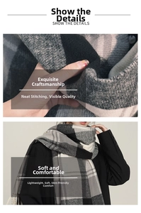 Gros plan sur la texture douce imitation cachemire et franges de l'écharpe