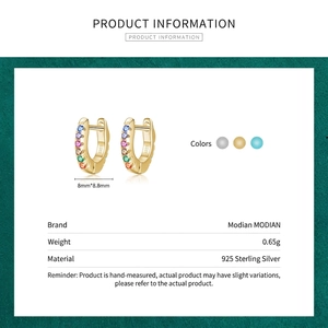 Boucles d'oreilles créoles arc-en-ciel en argent S925 avec zircons colorés plaqué or