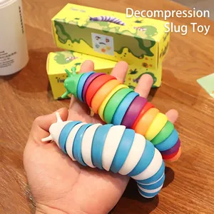 Articulated Fidget Slug Keychain Stress Relief Toy Flexible Caterpillar Bag Pendant Plastic Sensory Gift With Bell
