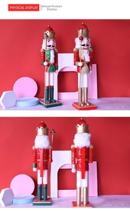 Front and back detail of 62cm sequined wooden nutcracker kings with sceptres