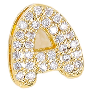 Sparkling gold-plated bubble letter A pendant with clear cubic zirconia micro-pave