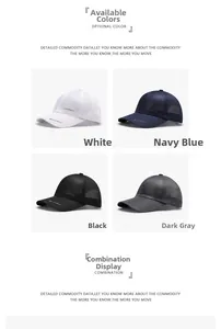 Detailansicht atmungsaktiver Mesh-Sonnenhüte in Weiß Marineblau Schwarz und Grau
