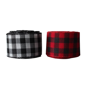 Classic black white and red black plaid ribbons rolls for DIY Christmas gift wrapping