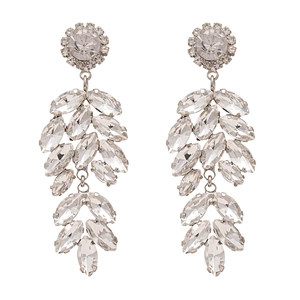 Boucles d'oreilles pendantes feuilles de blé élégantes avec cristaux étincelants