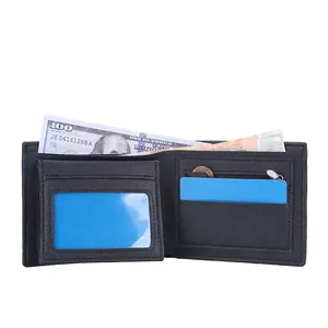Classic men's bifold wallet with crocodile texture and zipper coin pocket on white background